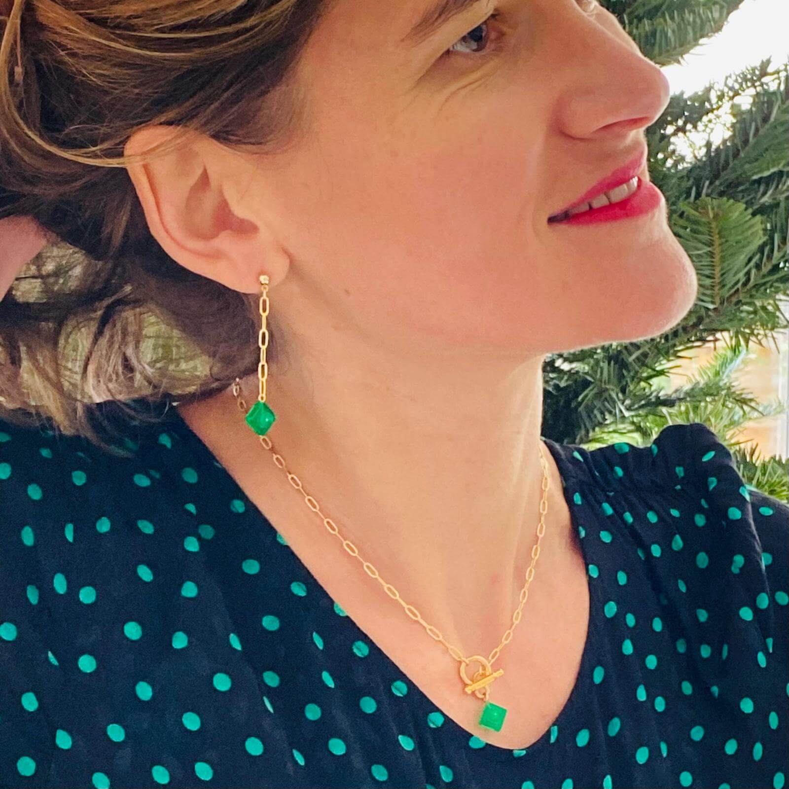 Boucles d'oreilles pendantes chaine & brique Lego® - Les Virevolteuses