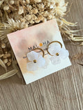 Large white floral hoop earrings