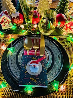 Pochette à couverts fond vert