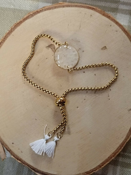 MEL/BFP Dried Flower Pom-pom Bracelets GOLD