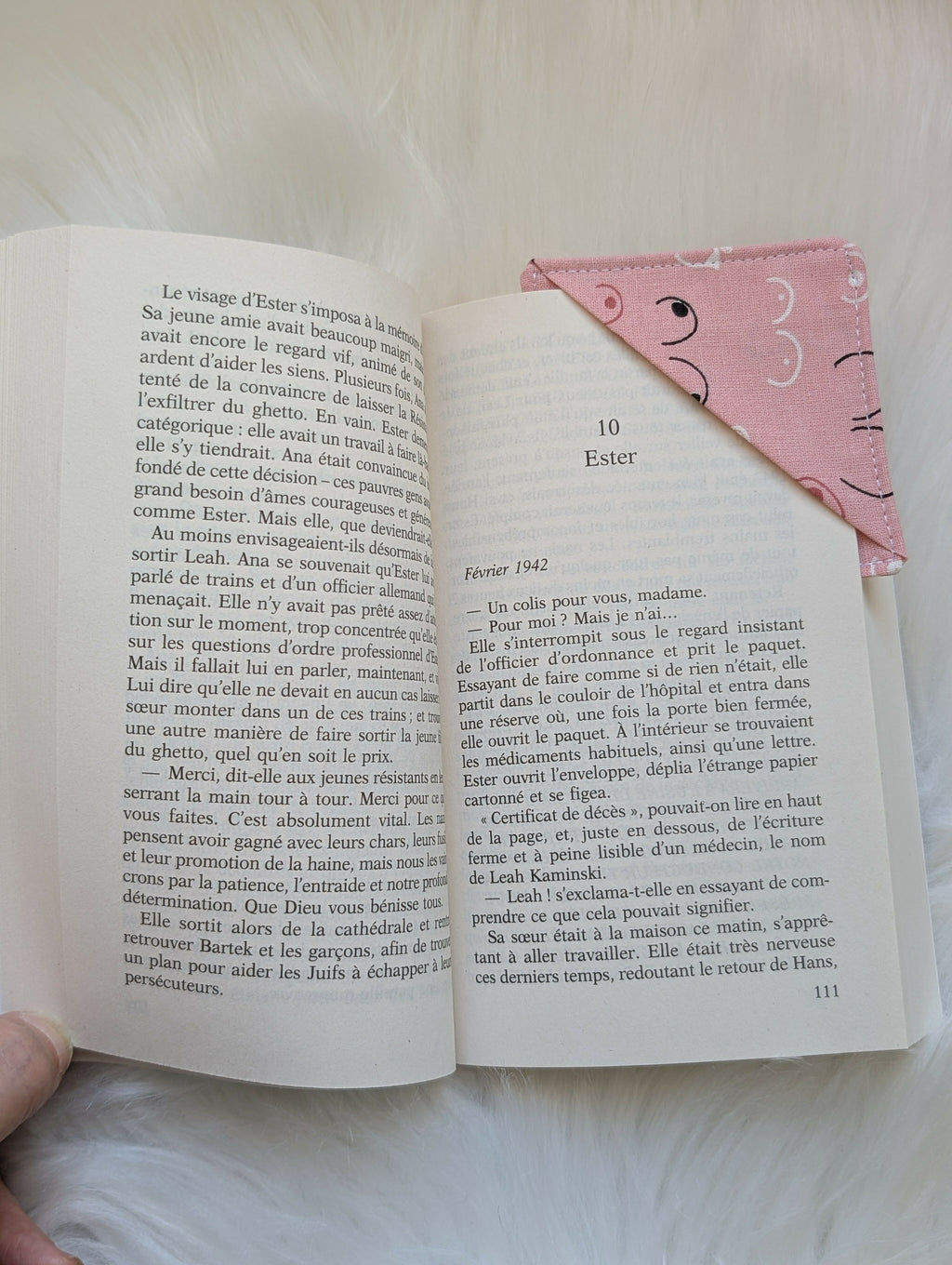 MARQUE PAGE TISSU Octobre Rose 1€ Réversé Mon Bonnet Rose