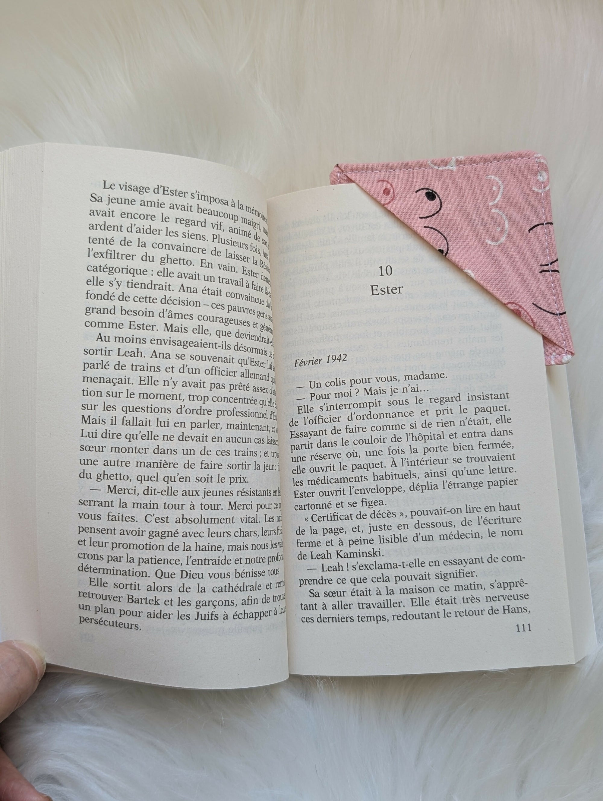 MARQUE PAGE TISSU Octobre Rose 1€ Réversé Mon Bonnet Rose