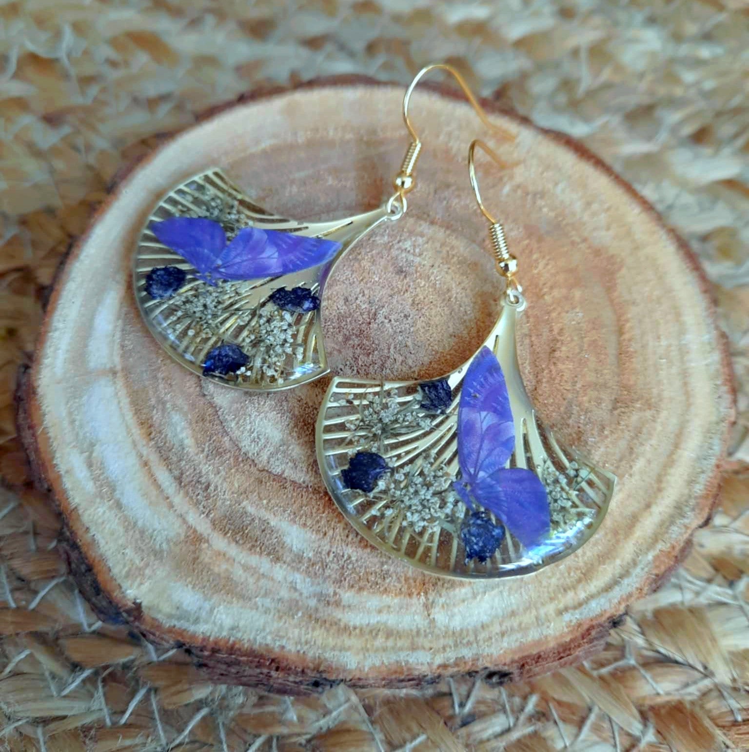 Boucles d'oreille, Fleur de carotte, Gypsophiles