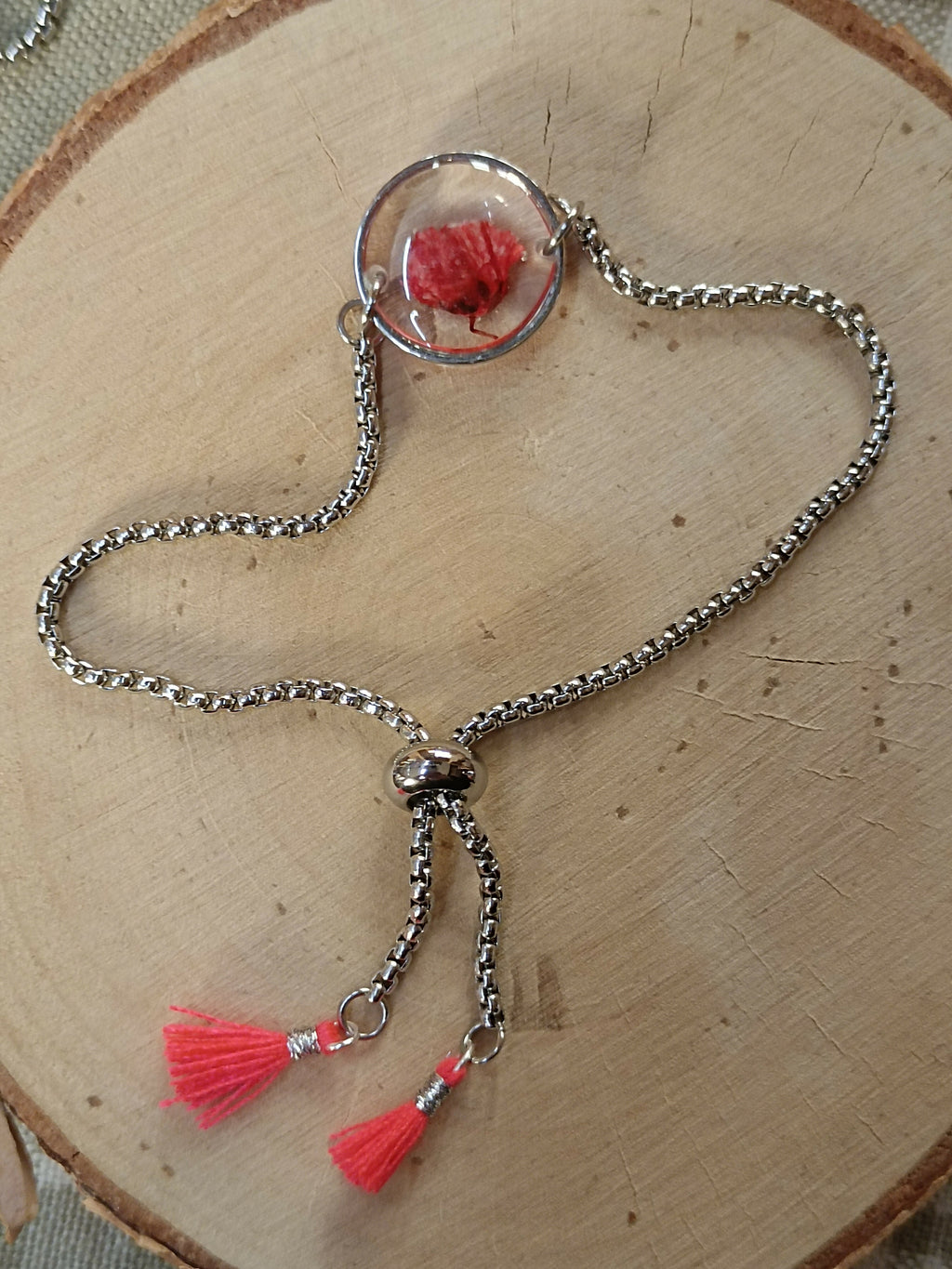 MEL/BFP Dried Flower Pom-Pom Bracelets SILVER