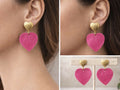 Pink Double Heart Stud Earrings