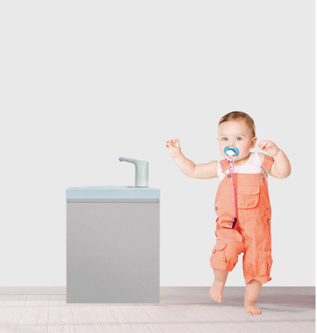 Lavabo Enfant Montessori évolutif 18 mois - 8 ans | Mobile, autonome en eau & sans travaux –GRIS PERLE