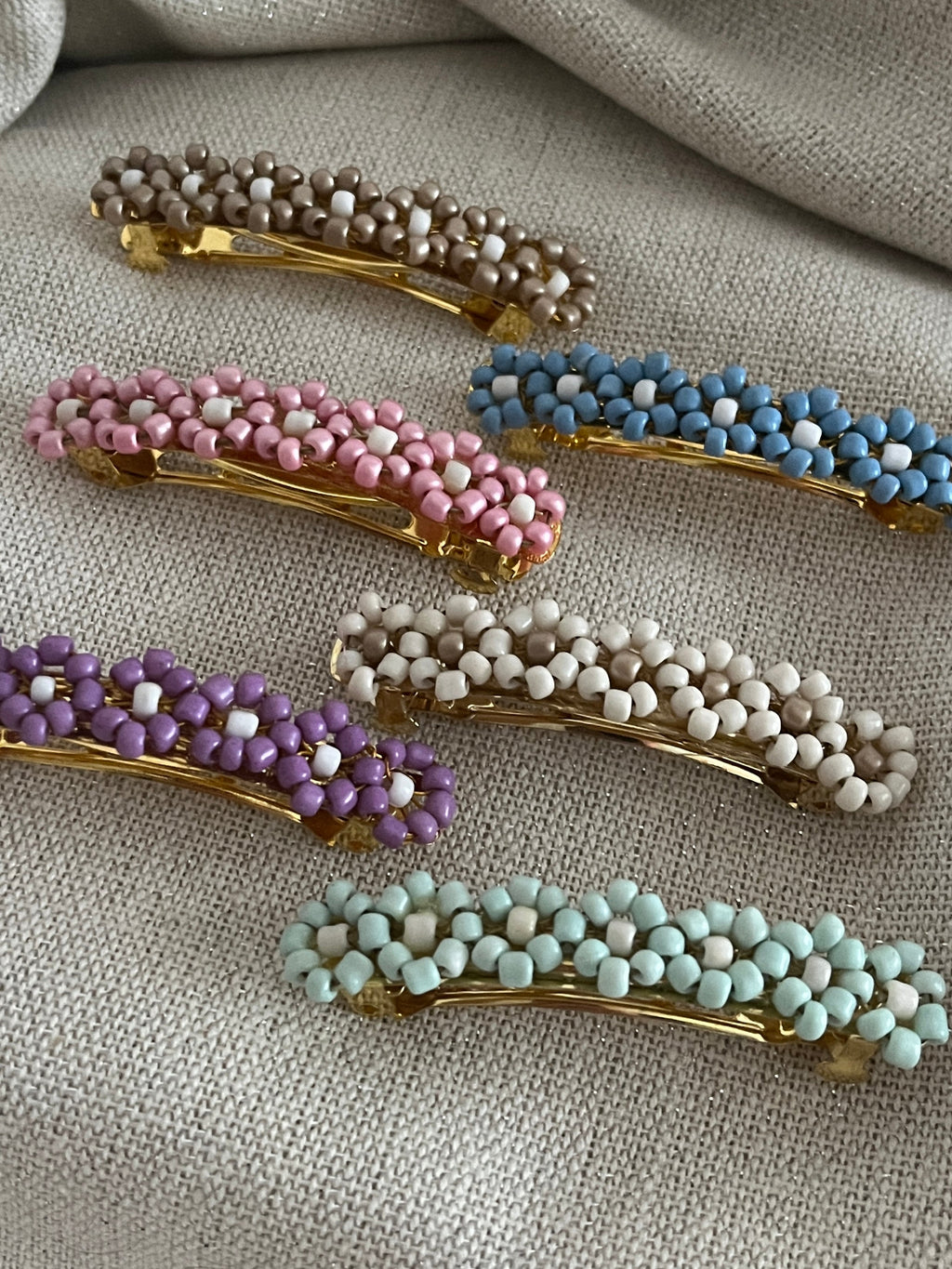 barrette fleur perles