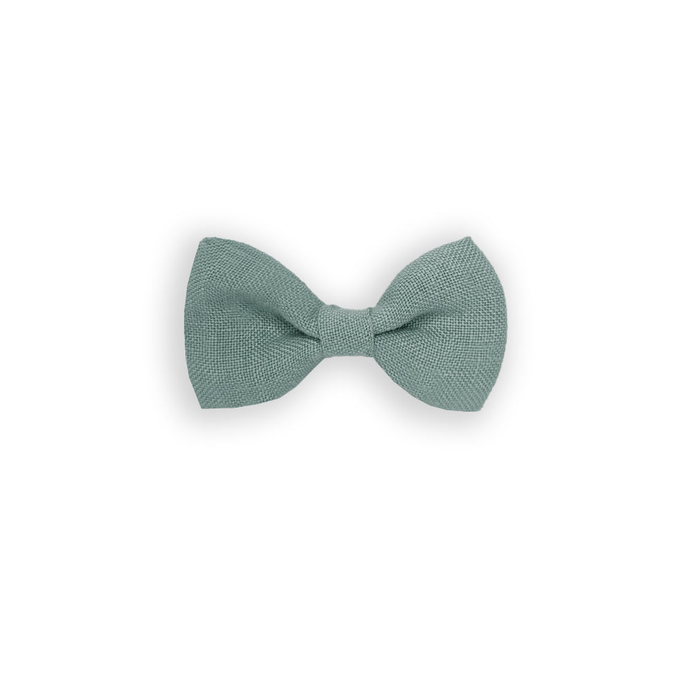 Barrette noeud lin croyable bleu gris