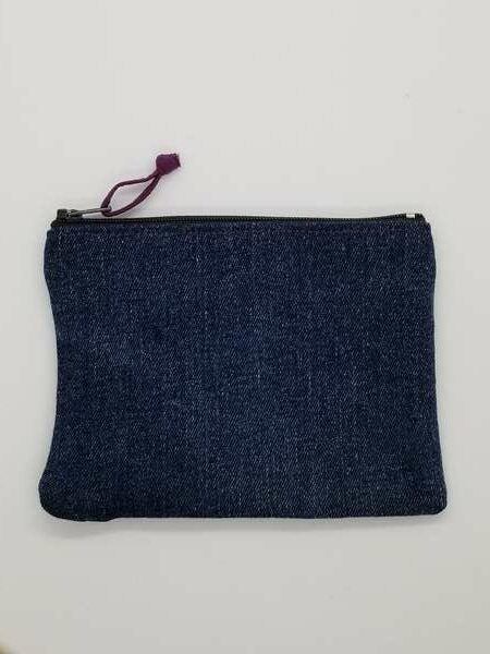 Petite pochette upcycling - Jean, velours, batik