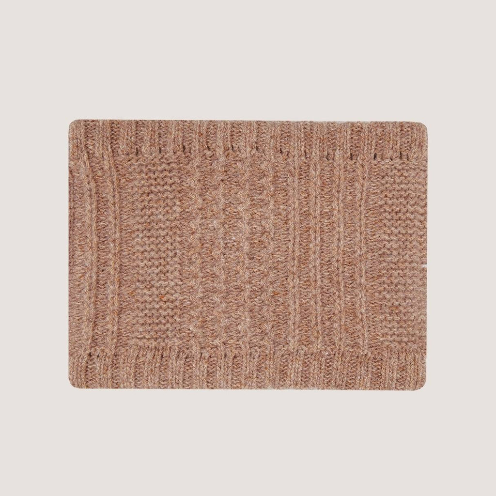 Bonnet pompon et Tour de cou Laine Française marron