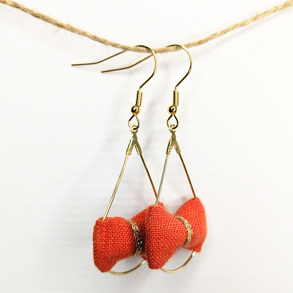 Boucles d’oreilles Gouttes lin pertinent rouille