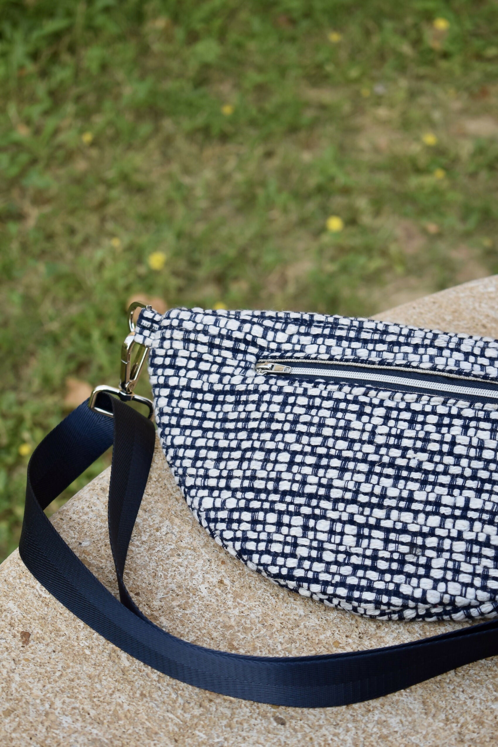 SAC BANANE HORTENSE TWEED BLEU