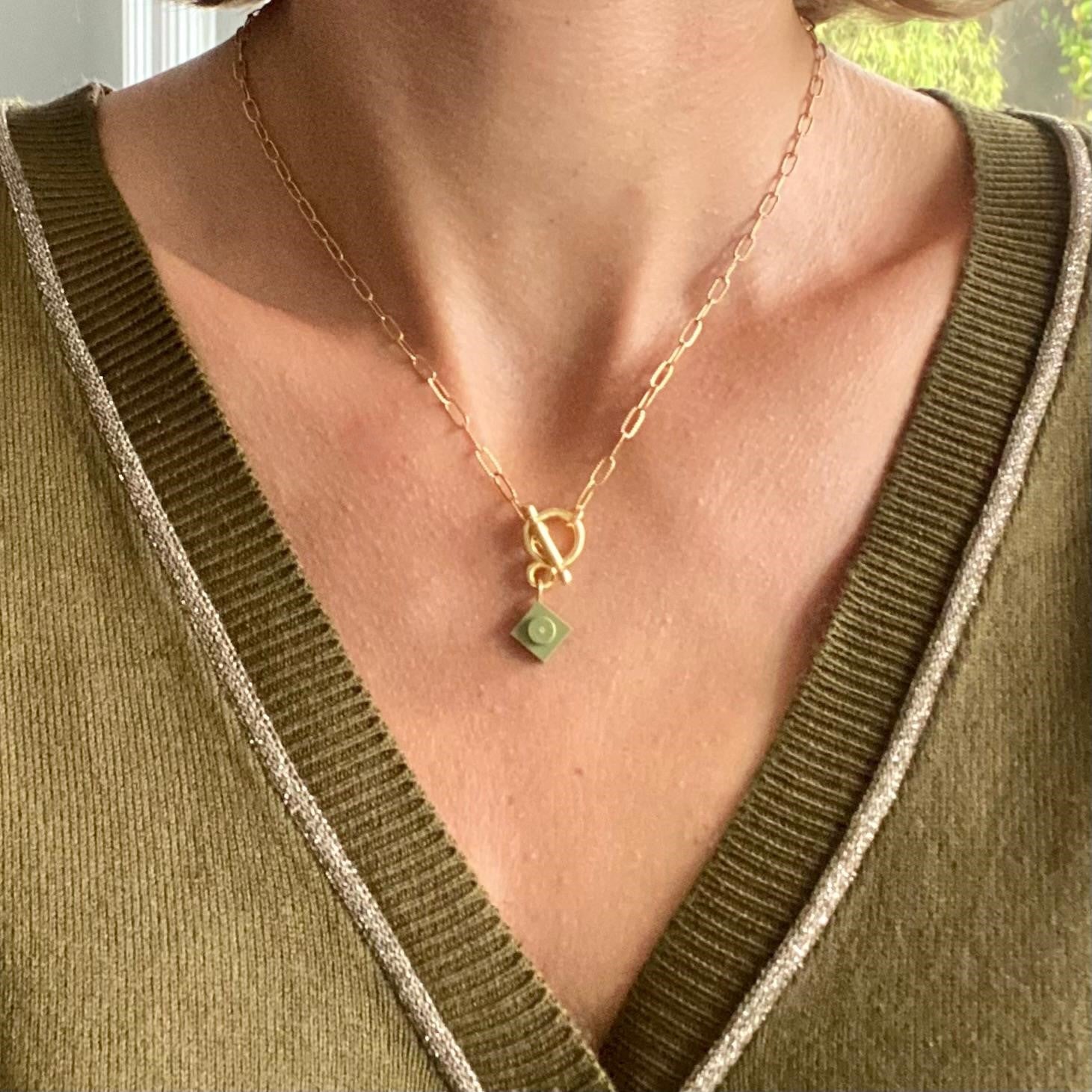 Hammered rectangular mesh necklace - Les Danseuses