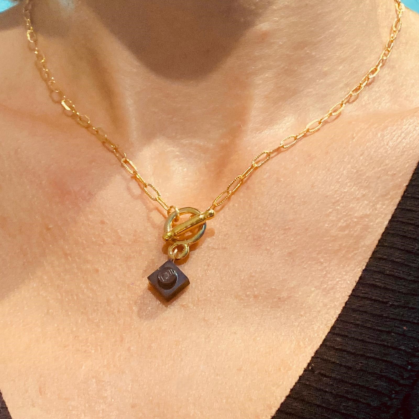 Hammered rectangular mesh necklace - Les Danseuses