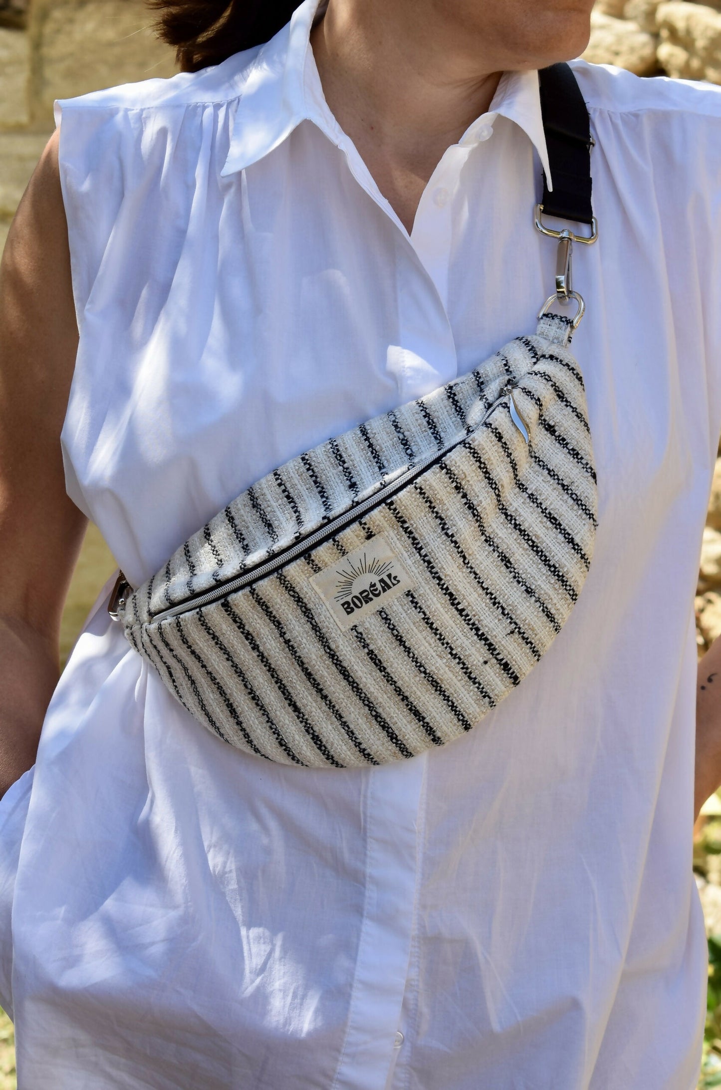 SAC BANANE HORTENSE LAINE NOIR ET BLANC