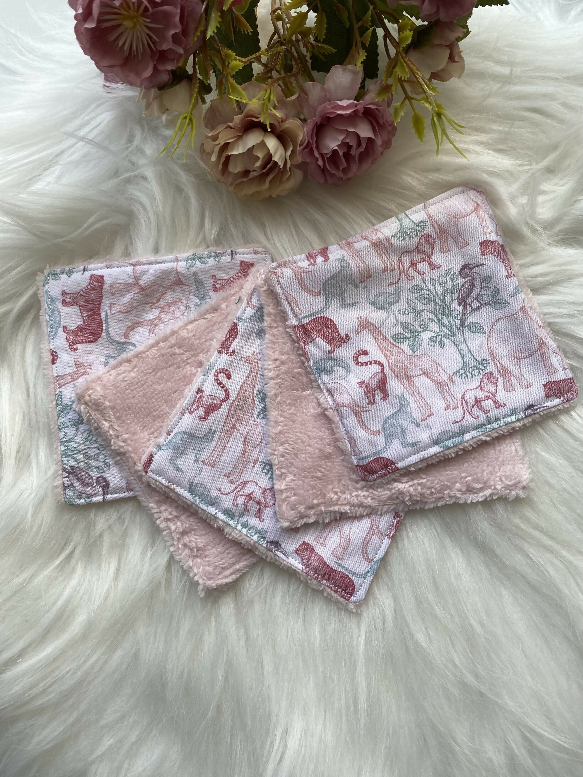 LINGETTES GIRAFE ELEPHANT ROSE 