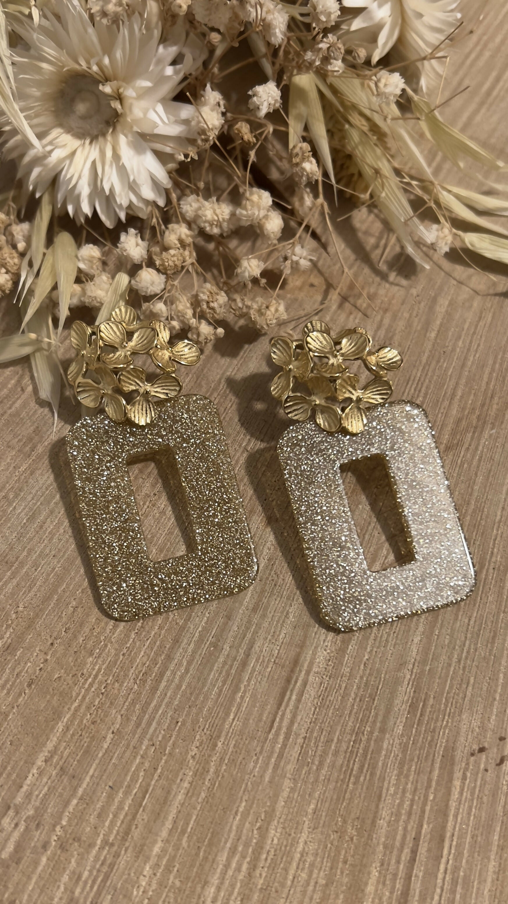 BO FLEURS RECTANGLE DORE