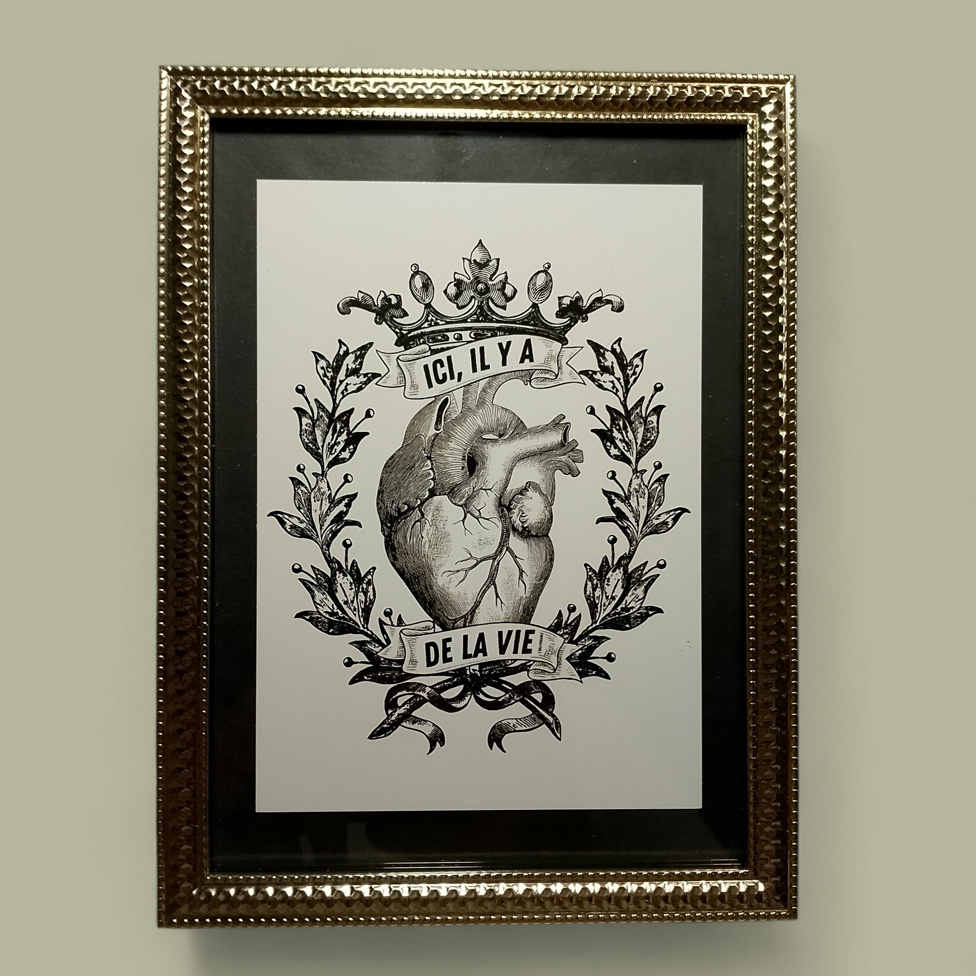 CADRE "ICI IL Y A DE LA VIE" Petit argent