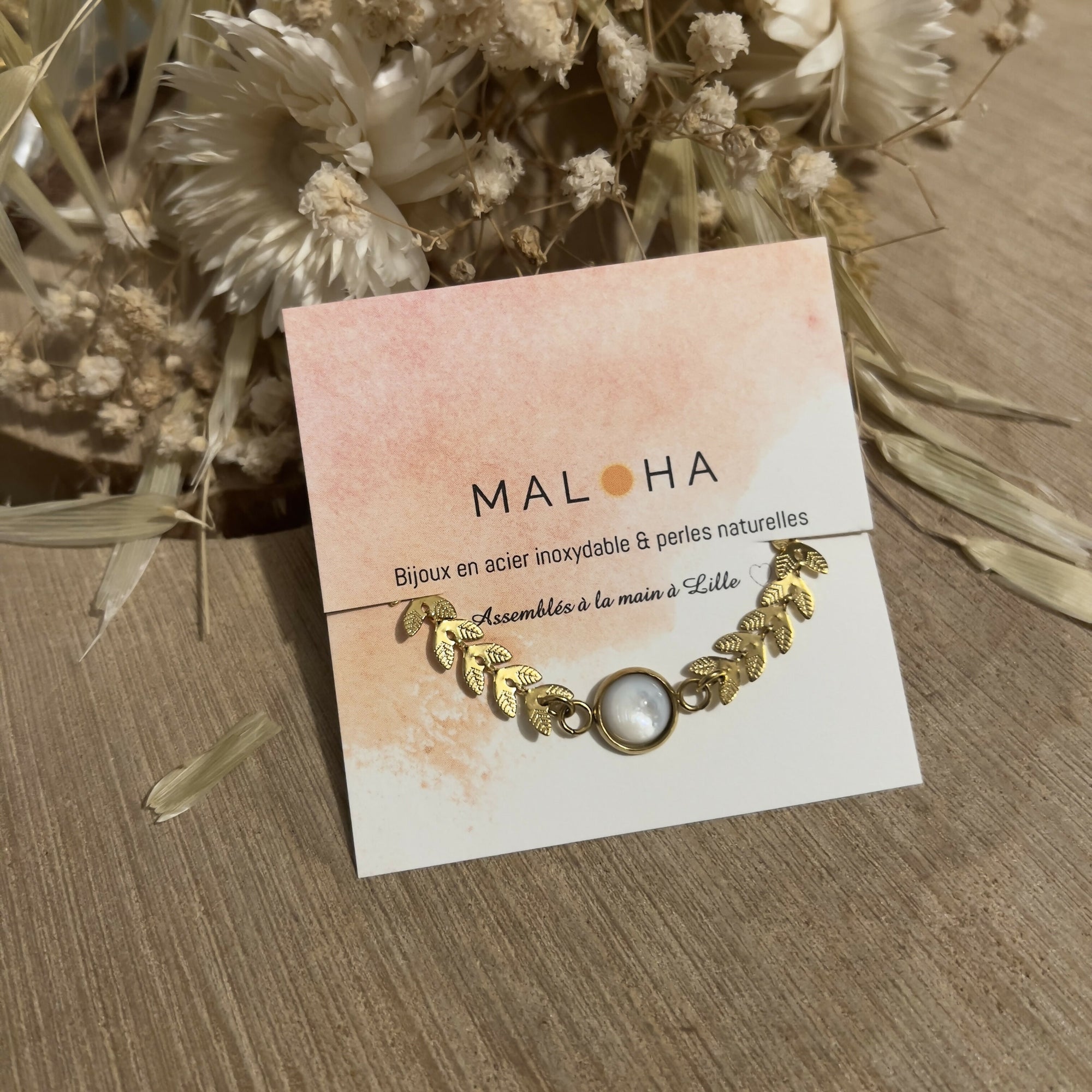 Bracelet chaine épis & nacre naturelle