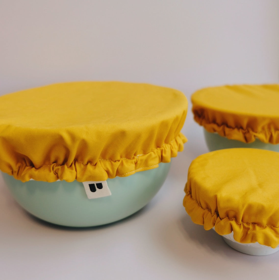 Kit de 3 Charlottes recouvre-plats en tissu 100% coton bio | Safran