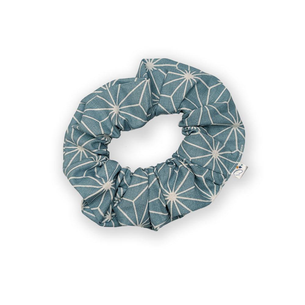 Chouchou coton brillant bleu