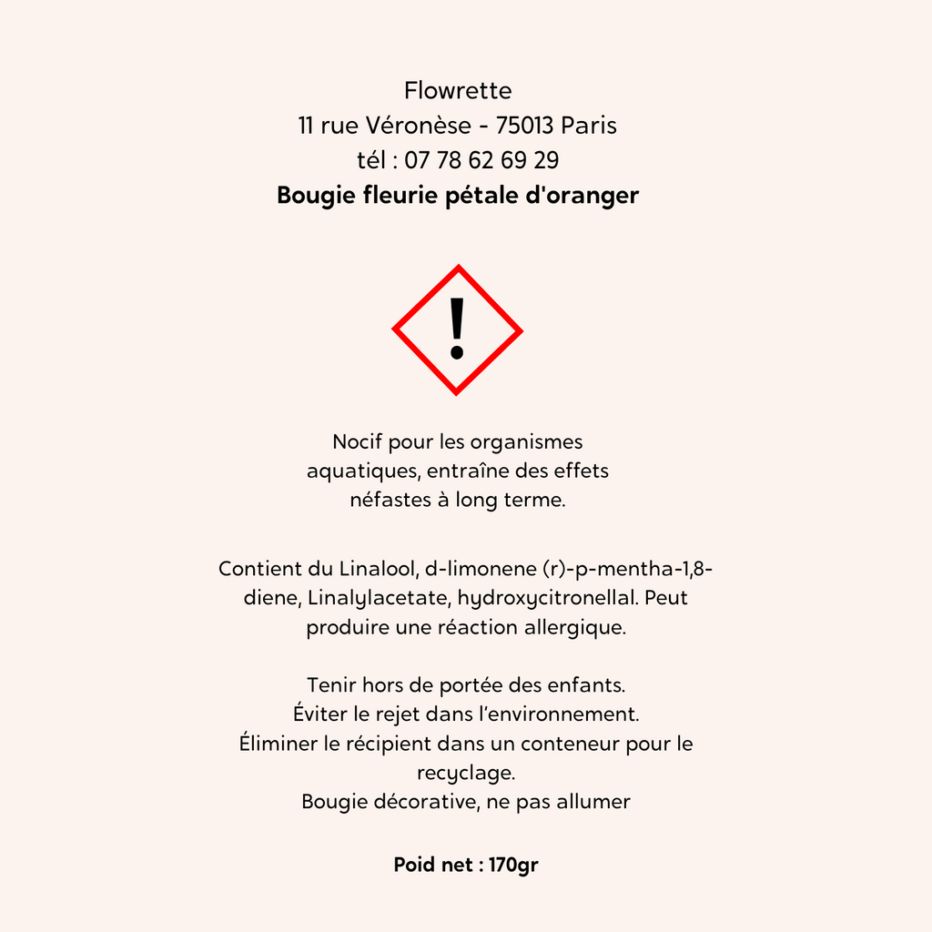 Bougie fleurie pétale d'oranger