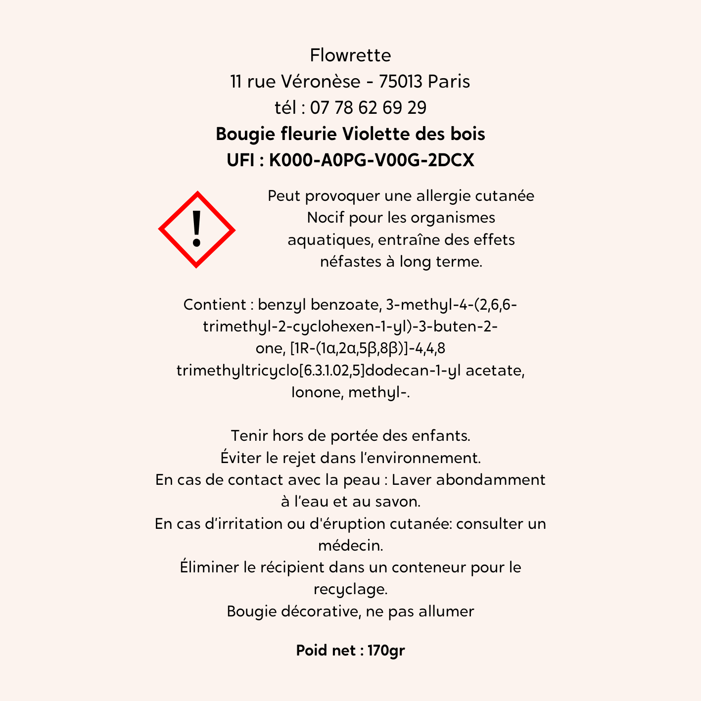 Bougie fleurie Violette des bois