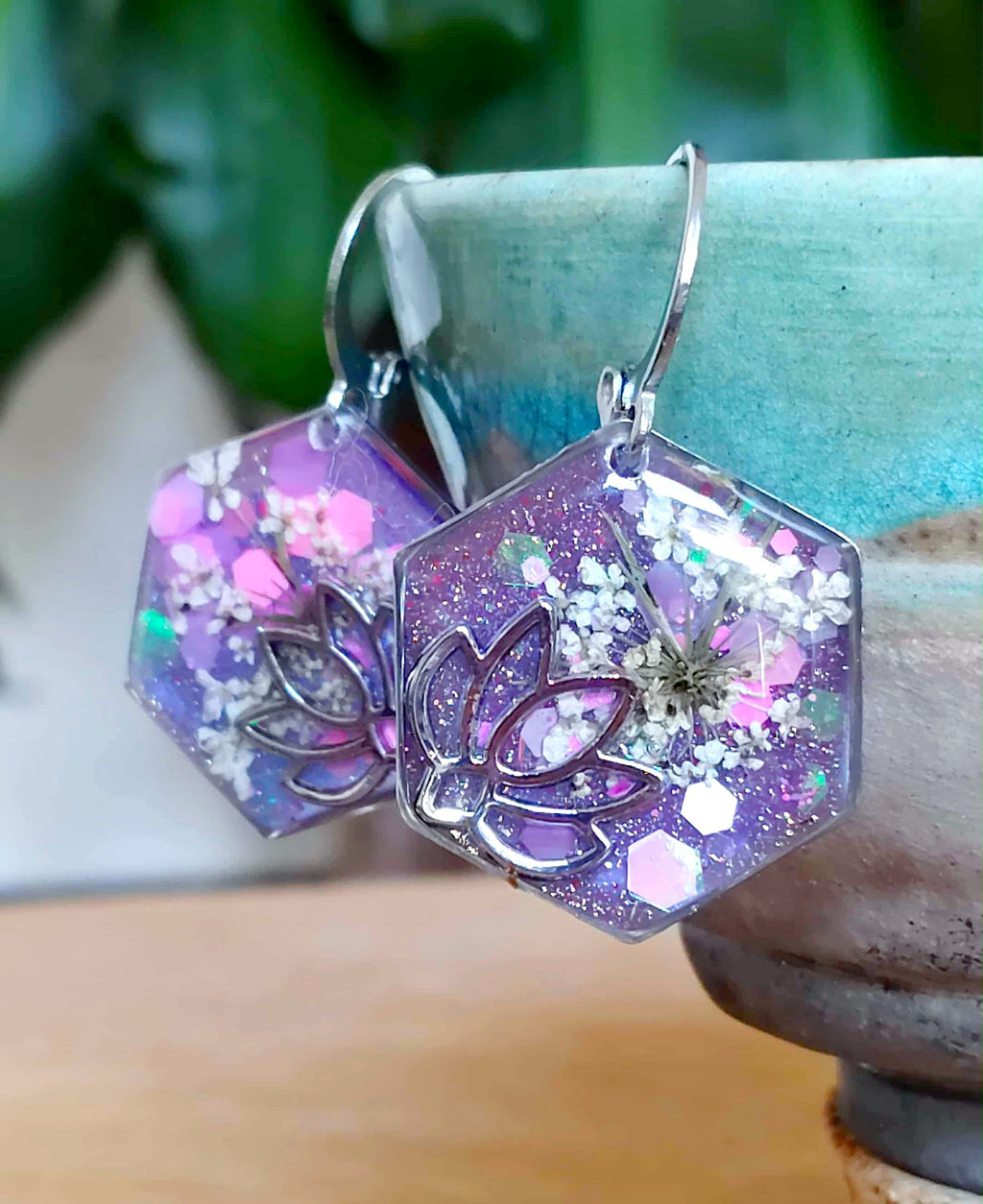 Boucles d'oreille Lotus Fleur de carotte