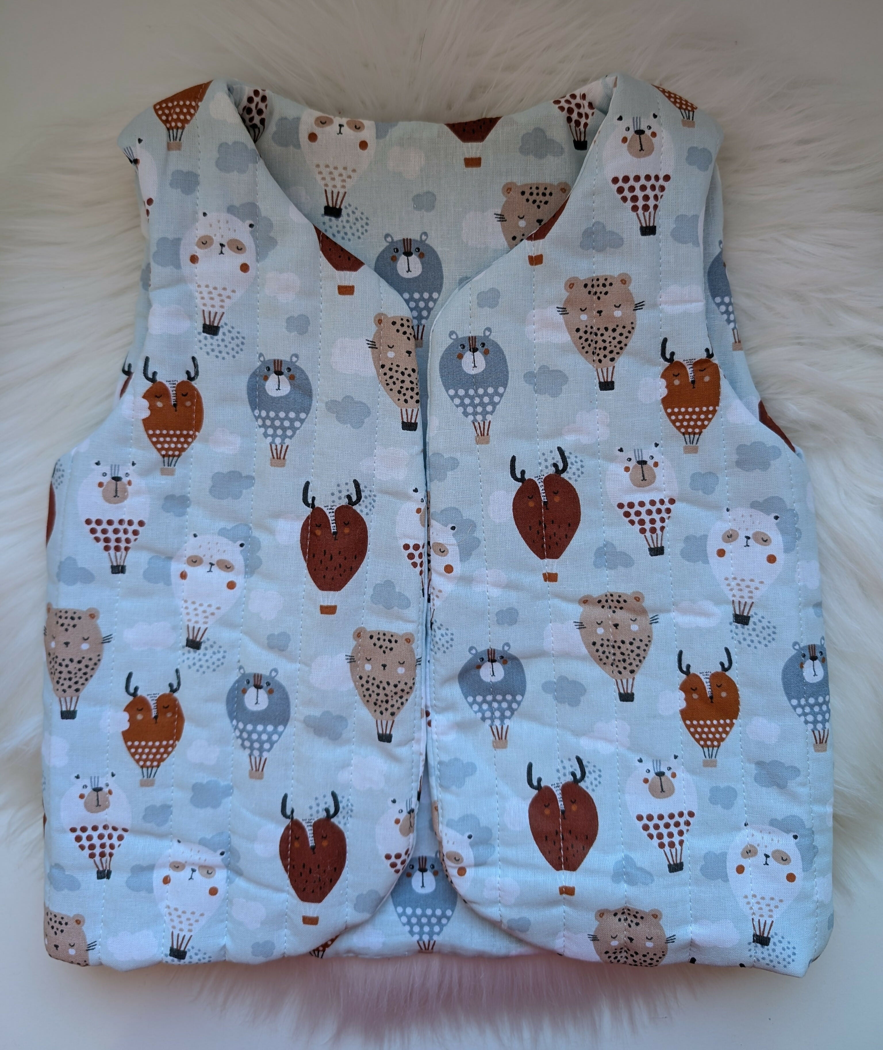 SHEARLING WAISTCOAT Reversible 4-6 YEARS Quilted BLUE