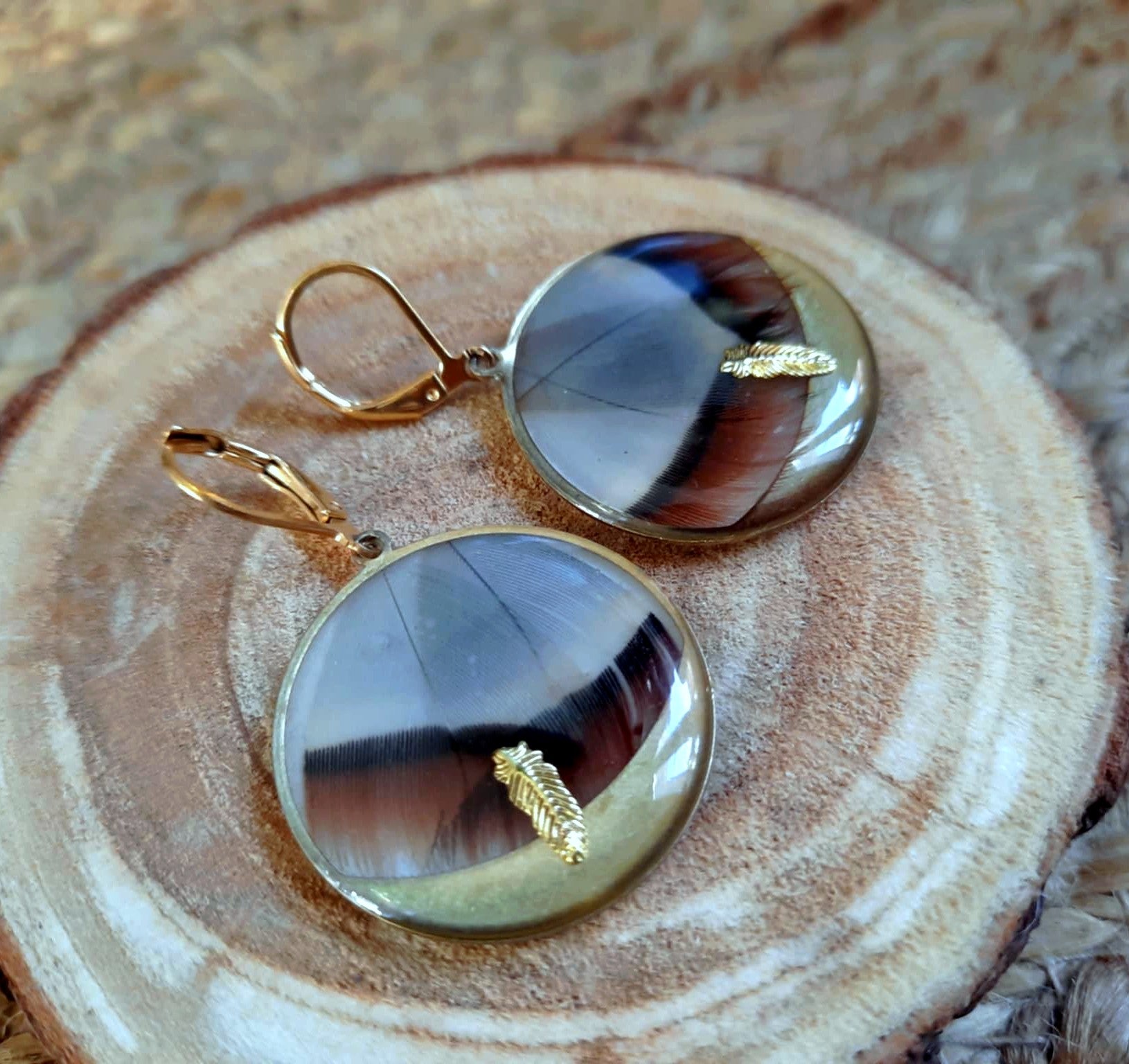 Boucles d'oreille, Plume de perdreau