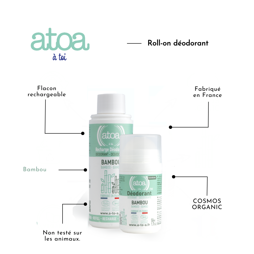 ATOA - RECHARGE Roll on déodorant Bambou - COSMOS ORGANIC