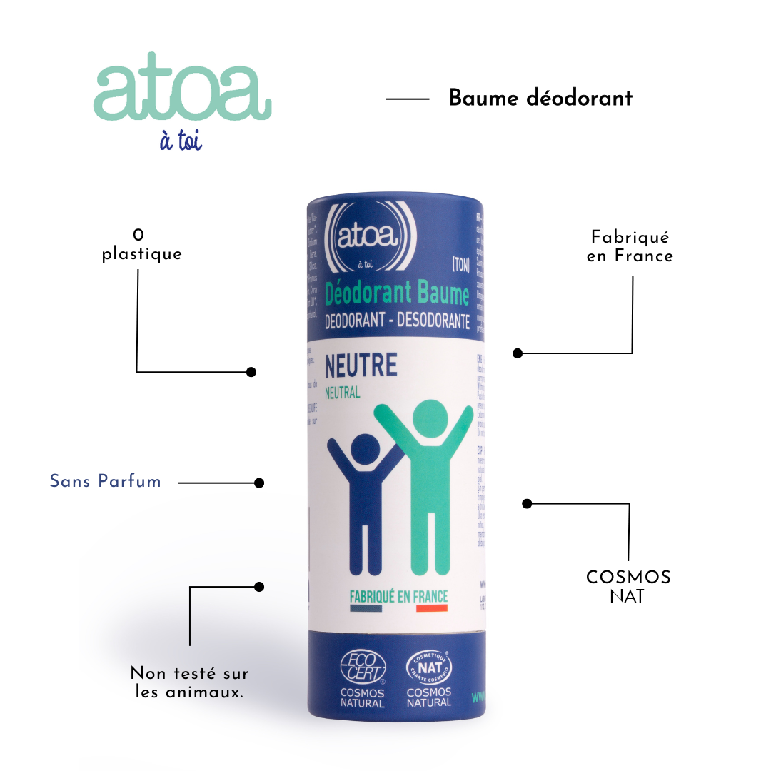 ATOA - Fragrance-Free Balm Deodorant certified COSMOS NATURAL
