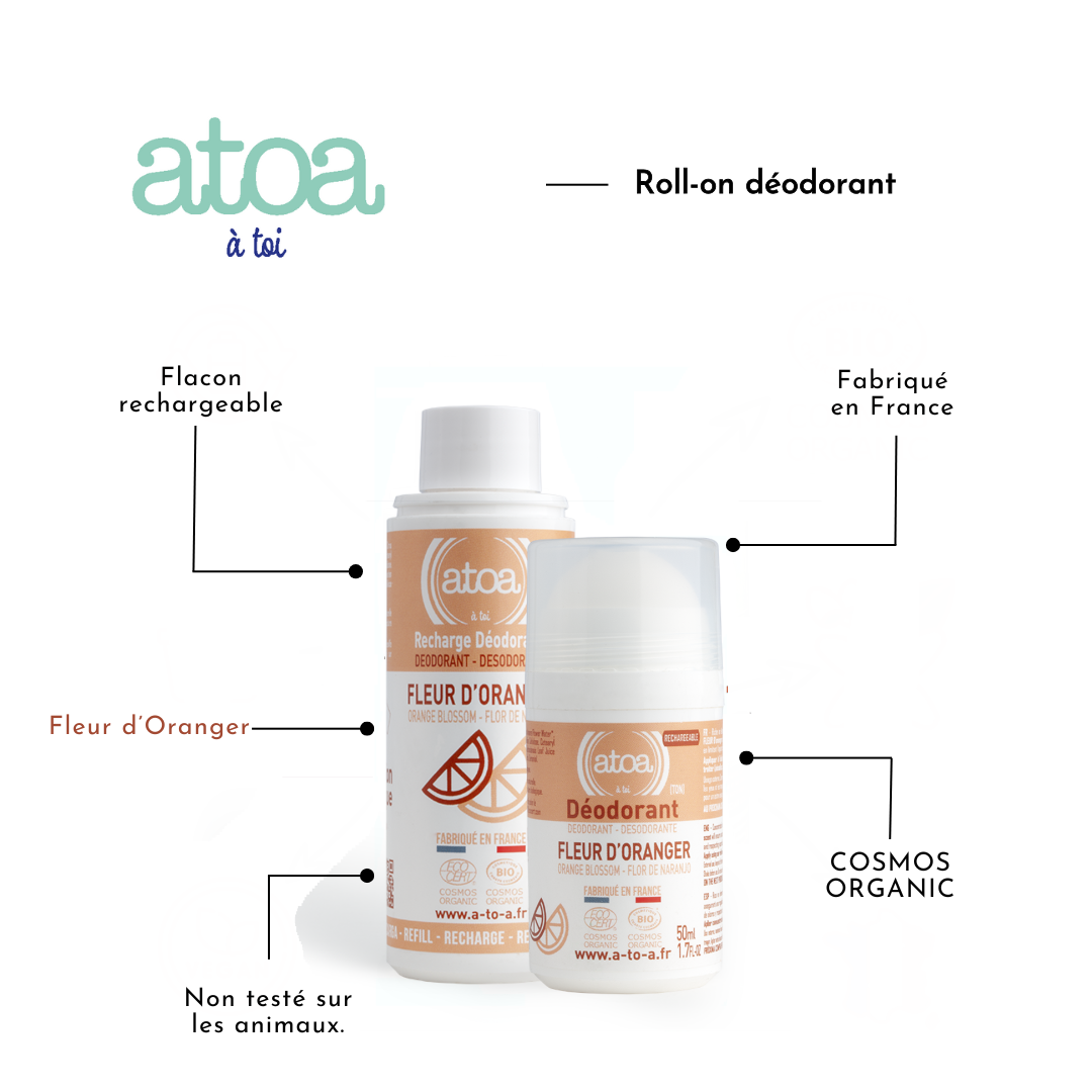ATOA - RECHARGE Roll on déodorant Fleur d'Oranger - COSMOS ORGANIC
