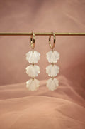 Mother-of-pearl plexiglass shell trio drop earrings ~ Gaya ~ mini version