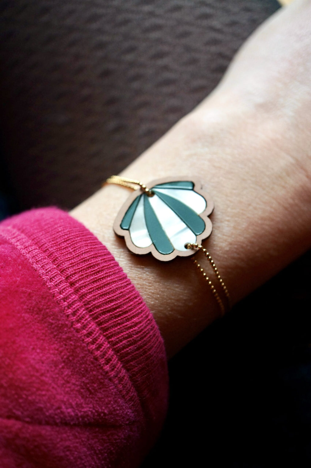 bracelet coquillage vert et nacre - Gaya