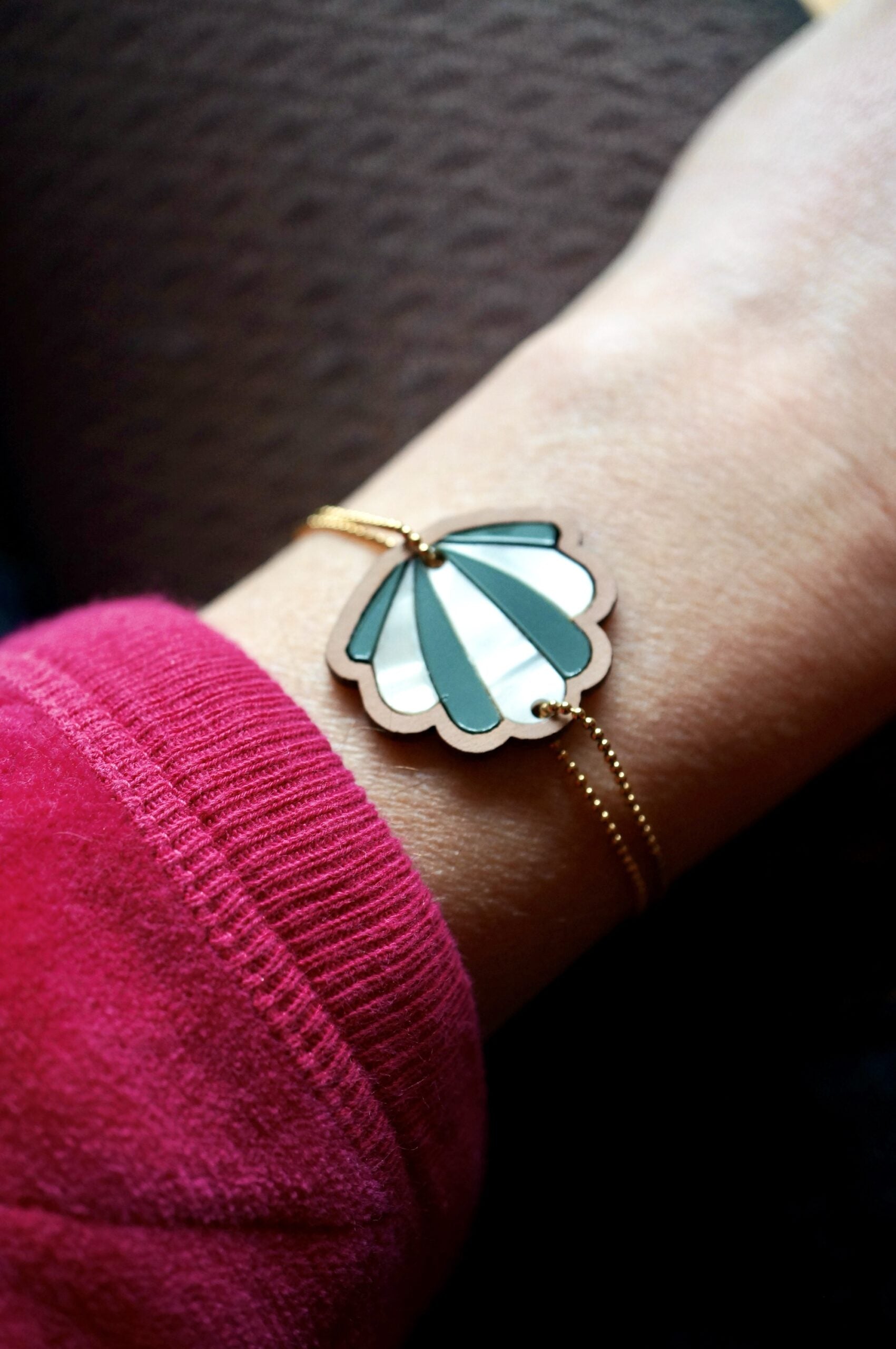 bracelet coquillage vert et nacre - Gaya