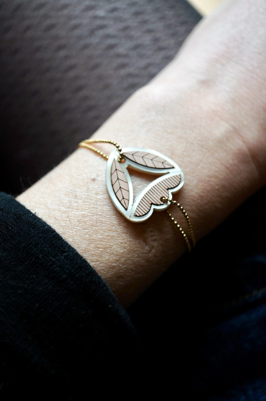 Bracelet fleur en plexiglas - Sarü - nacré