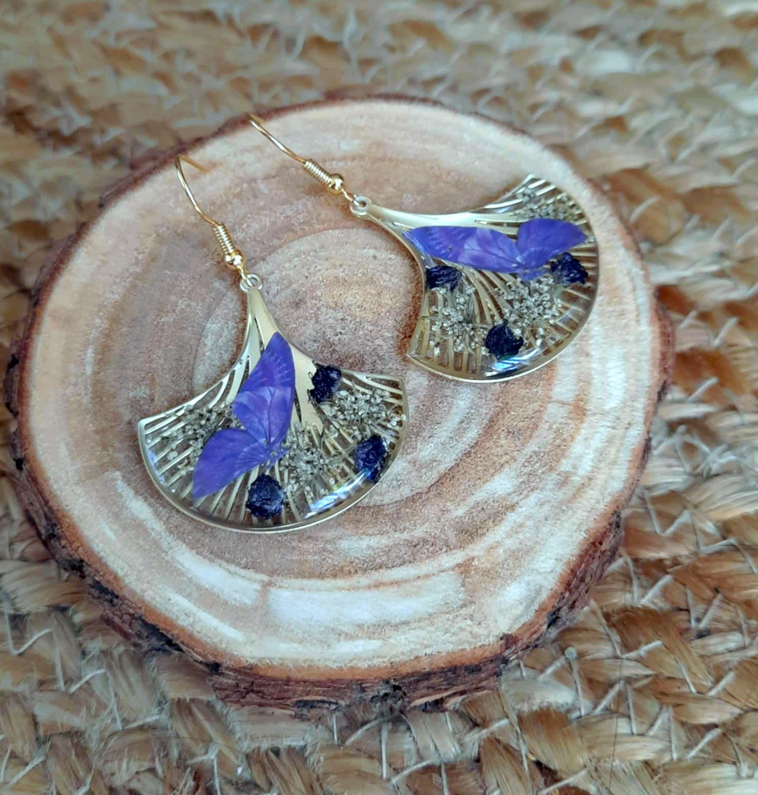 Boucles d'oreille, Fleur de carotte, Gypsophiles