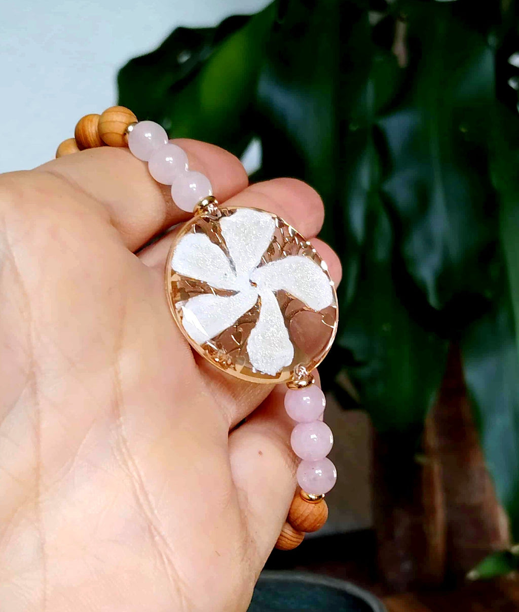 Bracelet Arbre de vie Fleur de Jasmin Quartz rose