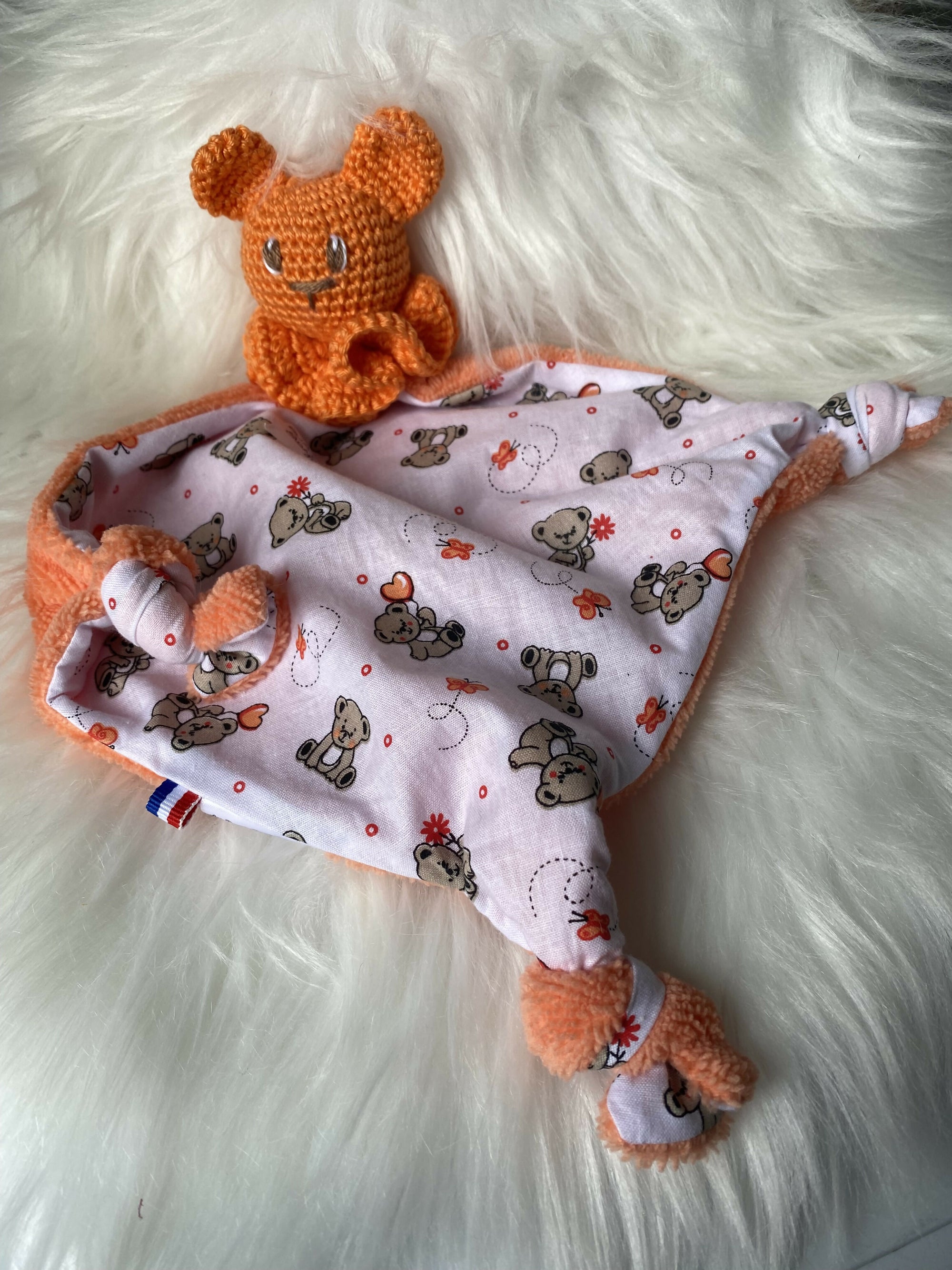 doudou ourson orange