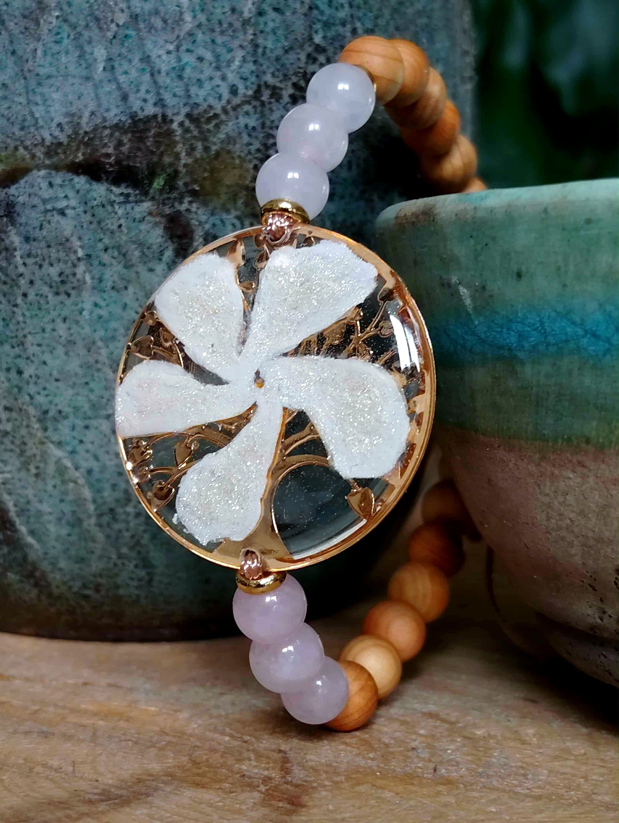 Bracelet Arbre de vie Fleur de Jasmin Quartz rose