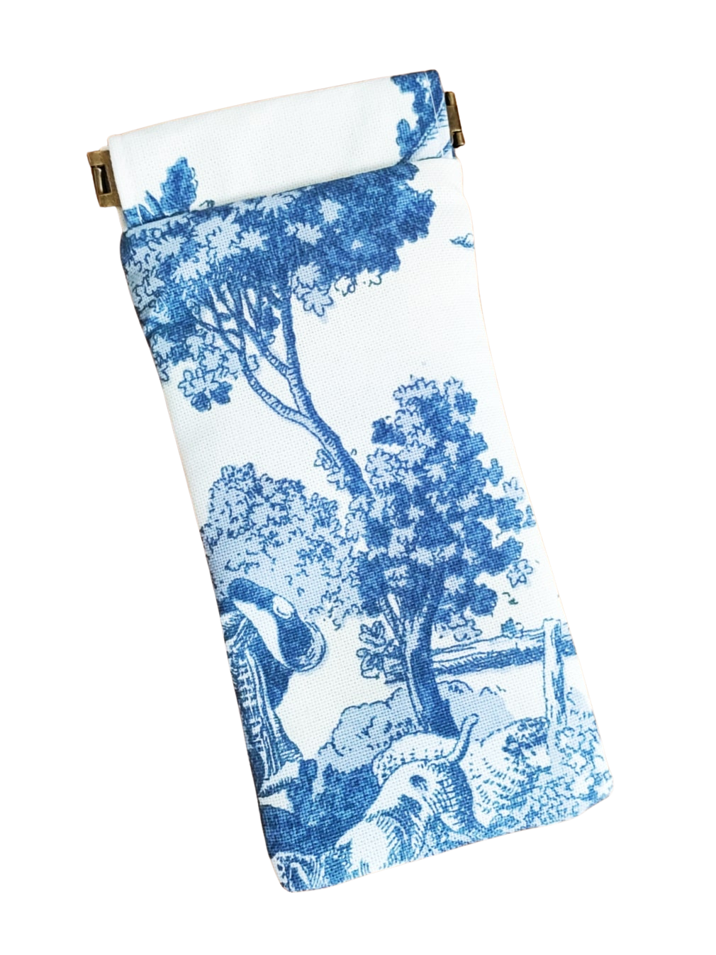 Etui à lunettes Toile de Jouy Bleu - Fait main & romantique