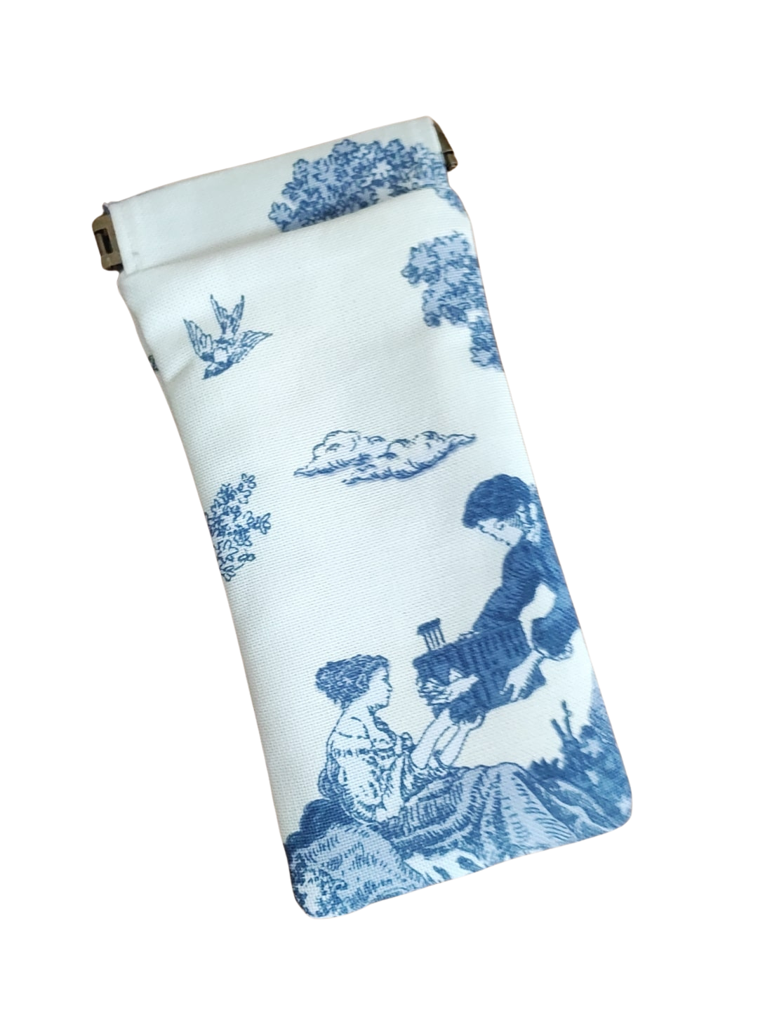 Etui à lunettes Toile de Jouy Bleu - Fait main & romantique