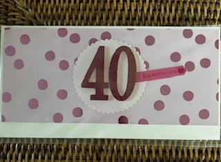40TH BIRTHDAY CARD AND ENVELOPE