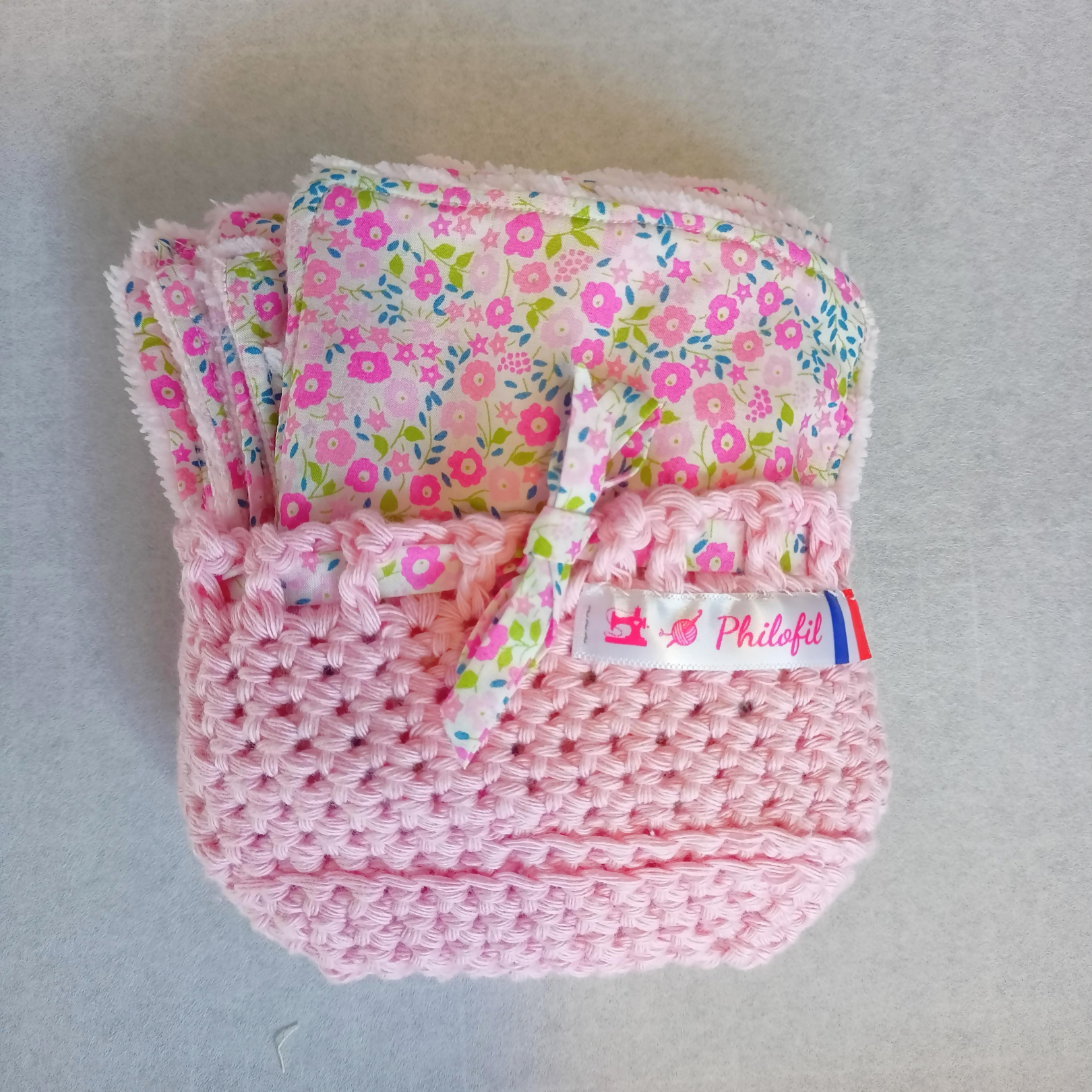 lots de 7 lingettes liberty motifs fleurs roses