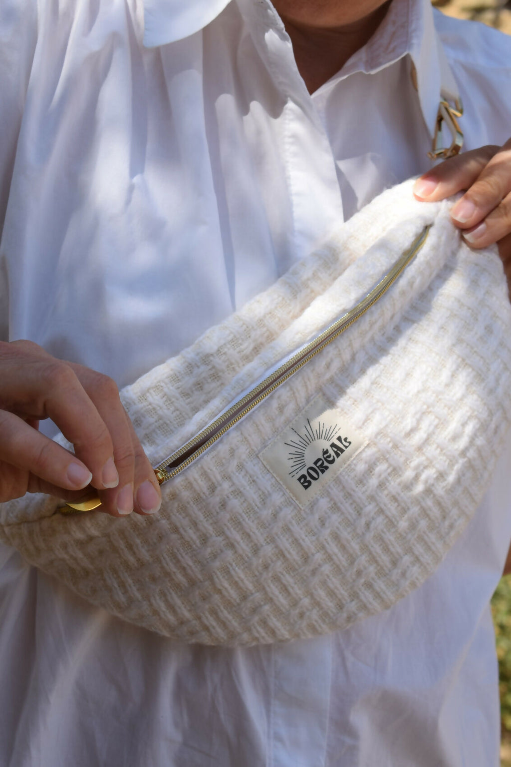 SAC BANANE HORTENSE TWEED ÉCRU
