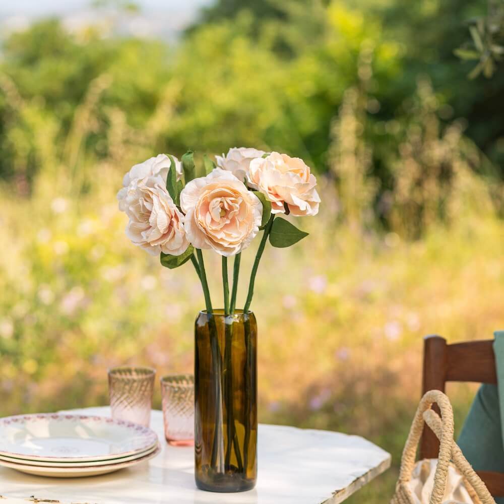 Camélia en papier pêche