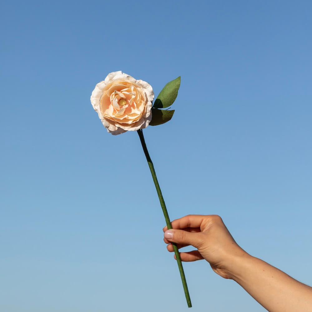Camélia en papier pêche