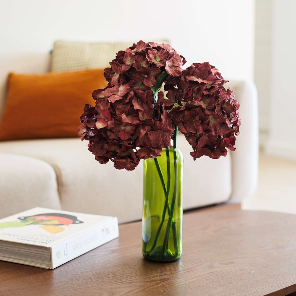 Grand hortensia en papier prune