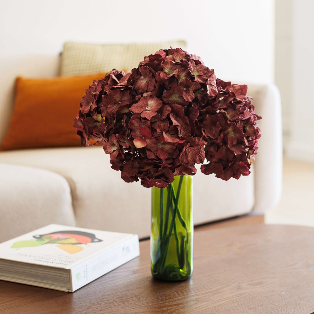 Grand hortensia en papier prune